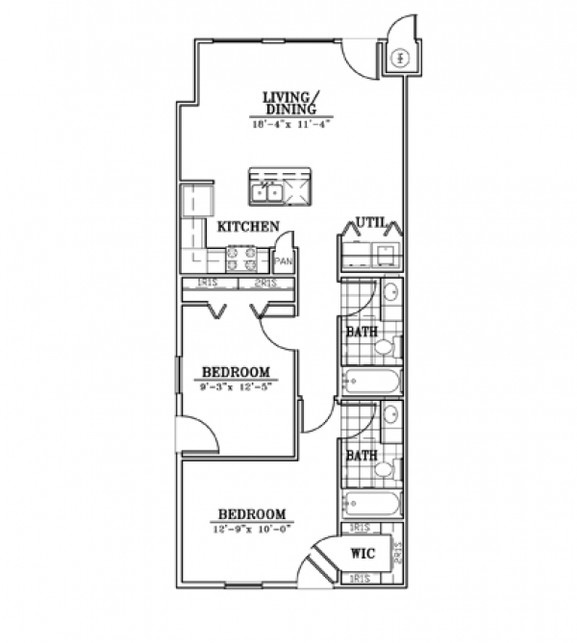 apartment 9hundred - floorplan unit 2b - 2 bedroom & 2 bathroom