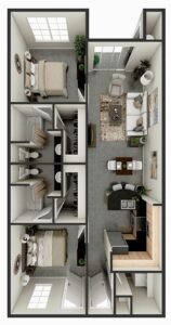 2A - 2 Bed & 2 Bath - Floorplan for 9HUNDRED Apartment