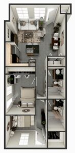 2B - 2 Bed & 2 Bath - Floorplan for 9HUNDRED Apartment