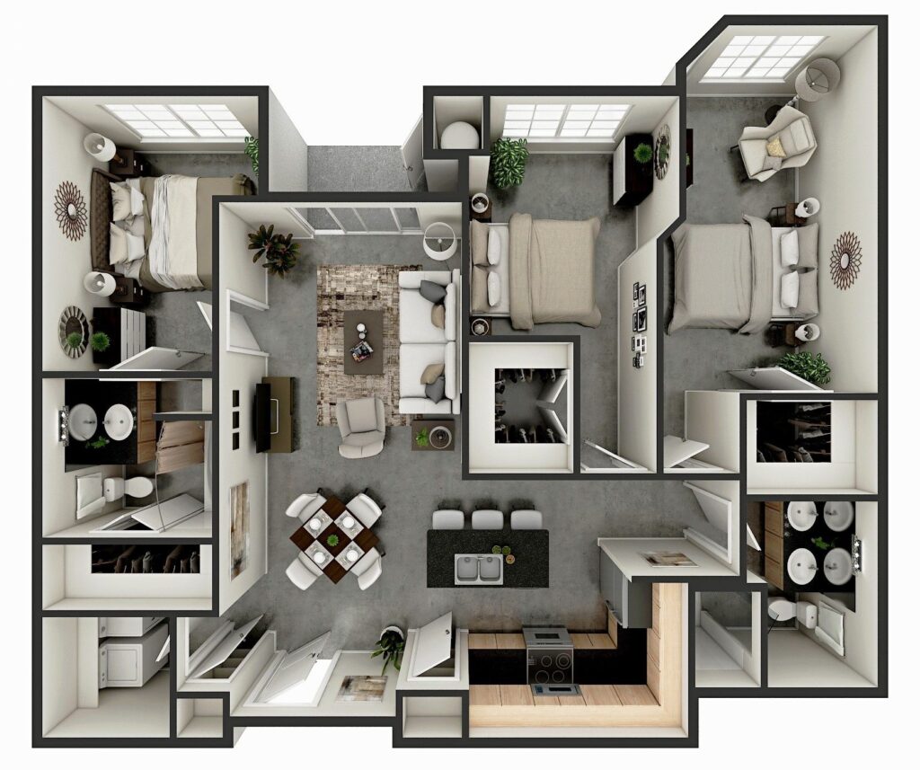 3B - 3 Bed & 2 Bath - Floorplan for 9HUNDRED Apartment